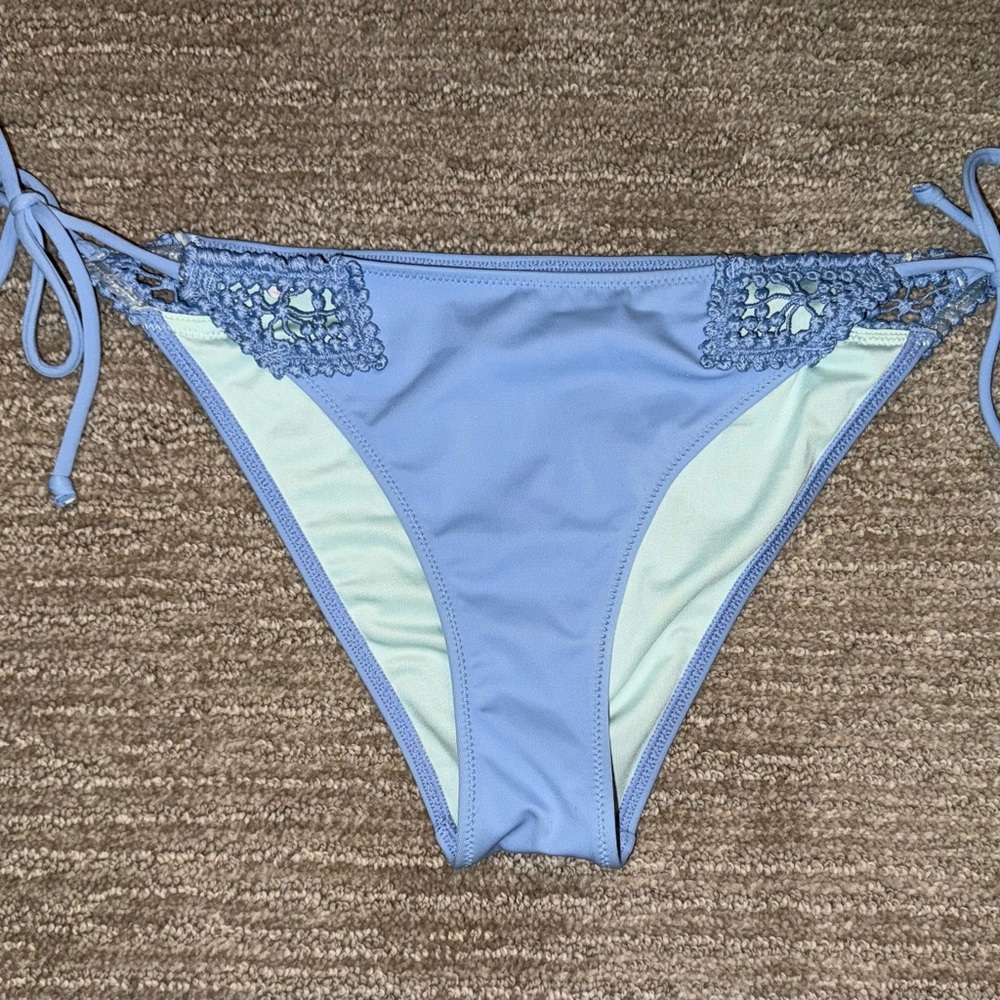 Victoria's Secret Periwinkle Bikini Bottom with Crochet Detail